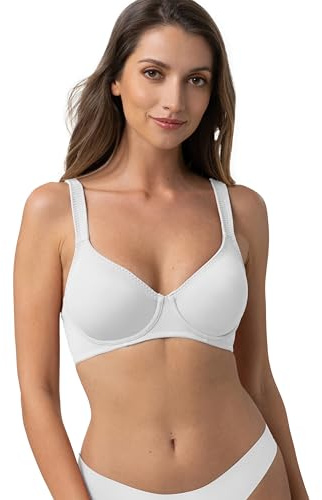 Dorina LINDSAY Non-Padded Underwired Bra with Moulded Cups, Full Coverage, Soft Micro Fabric, Adjustable Shoulder Straps for Comfort and Support, White