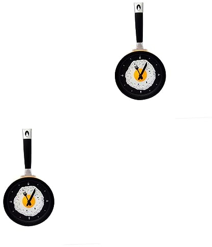 Garneck 2 Stück Omelette-Uhr Hängeuhr Pfannenuhr Stummschaltung Bratpfanne Spiegeleier Wanduhr