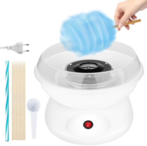 Vegena Maquina De Algodon De Azucar, Retro Cotton Candy Machine, Maquina Algodon Azucar, 450w Máquina De Algodón De Caramelo con 1 Cuchara De Azúcar Y 10 Palos De Madera para Uso Doméstico Portátil
