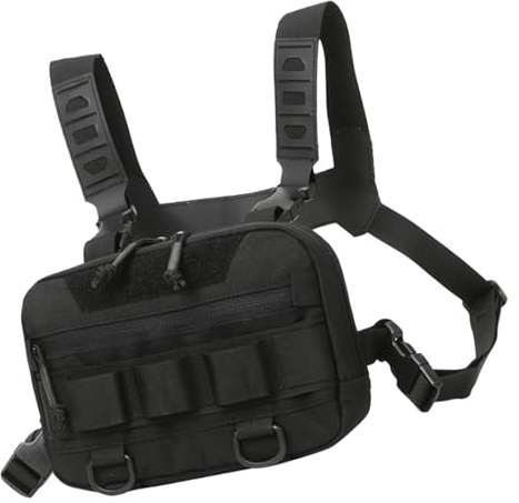 Sac de poitrine de pêche | Poche de poitrine en maille Oxford avec grande ouverture, sac de poitrine de randonnée, portable et confortable pour femmes, hommes, garçons, filles, Noir , Refer to
