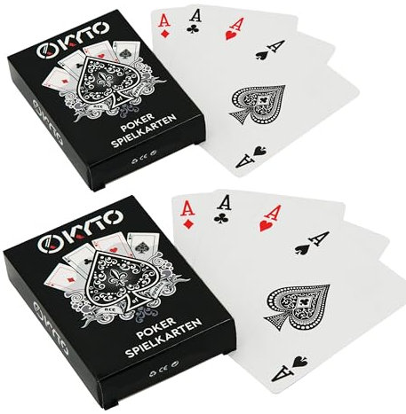 Kyto Pokerkarten Set professionelles Kartendeck - 2er Set Hochwertige Poker Cards für Texas Hold Em Enthusiasten und Profis - Blackjack Karten Spielkarten