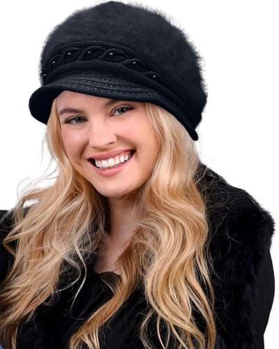CheChury Cappello Donna Invernale Lana Cappello Signore Vintage Berretto Maglia Cappello con Visiera Invernale Donna Cappello in Pile Elegante Berretto Classico Berretti Francese Donne Beanie