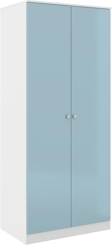 Seconique Denver 2 Door Wardrobe in White/Blue Gloss