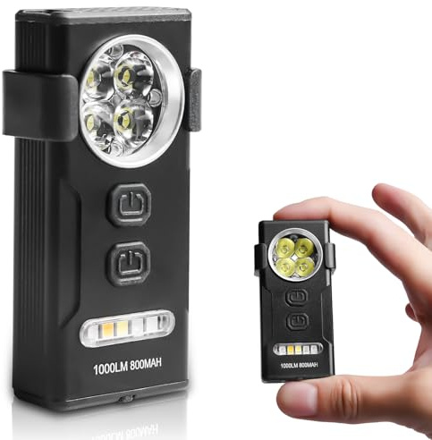 GBKDQQ EDC Lampe de poche rechargeable USB-C 600 lm, IPX4 étanche et résistante aux chocs, lampe de poche LED ultra lumineuse pour camping, randonnée, aventure en plein air