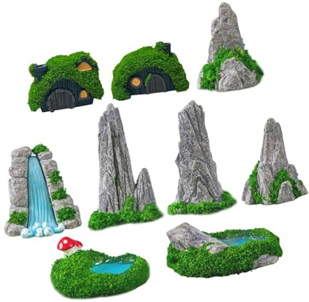 Folpus 9 Mini Figurines de Bonsaï pour Aquariums Extérieurs