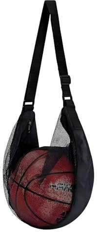 1 Borsa da Basket con Cavo,Borsa per Palloni,Rete resistente per palloni da basket e calcio,Zaino per Palla Portatile,Sacco sportivo traspirante,Rete portapalloni portatile per allenamenti,partite.