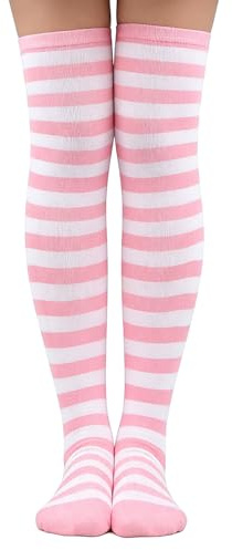 Chamqueen Striped Thigh High Socks for Women Over The Knee Long Stockings | Long Style, Comfort Fit, Daily Wear for Women, Breathable