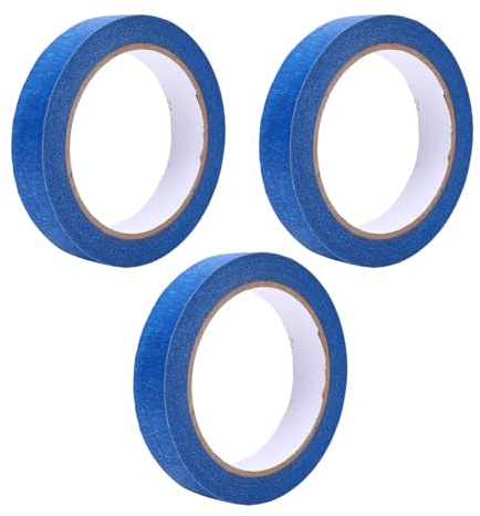 POENVFPO Bilmålartejp Blå Målare Tejp Strukturpapper 20 Mm X 30 M Högtemperatursäker Enkel Borttagning Inga Rester för Bilmålning Hem DIY-hantverk (3 rullar)