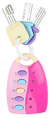 Coche de Juguete Interactivo para bebé con 3 Llaves y Control Remoto, Luces con Sonido, Música de Simulación para Aprender Creatividad, Regalo para Niños Pequeños (Rosa)