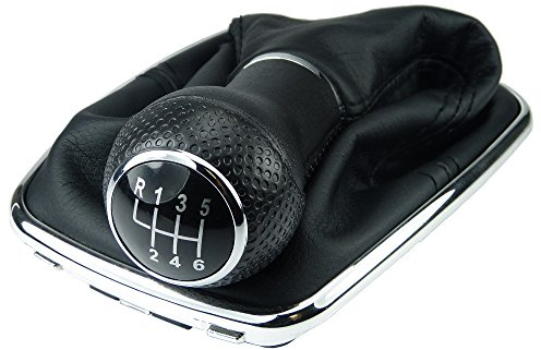 L & P Car Design L&P A253-6 Soufflet Levier de Vitesse Pommeau de Vitesse 12mm compatible avec VW Golf 4 IV Boite 6 avec Cadre Plug & Play Pièce de rechange pour 1J071113 Noir Chrome