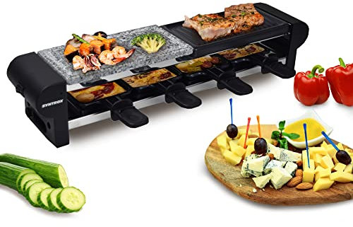 Syntrox Germany Edelstahl Design Raclette Thurgau mit Grill und Heißer Stein für 4 Personen