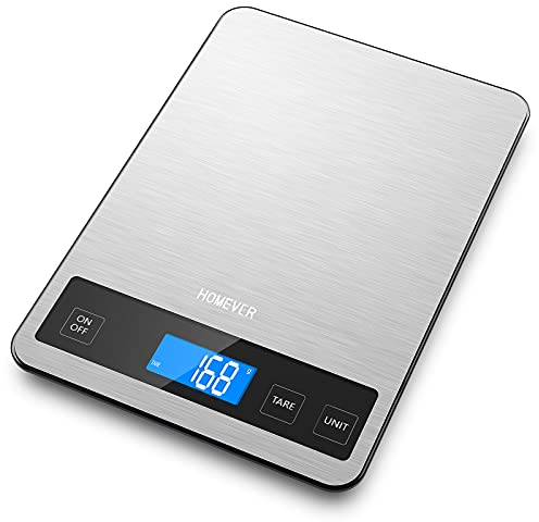 Homever Large Digital Kitchen Scales, 15kg Stainless Steel Food Scales for Baking and Cooking, 1g/0.1oz accuracy, Easy to Read, Clean and Store, Suitable for Health Seekers and Vegetarians