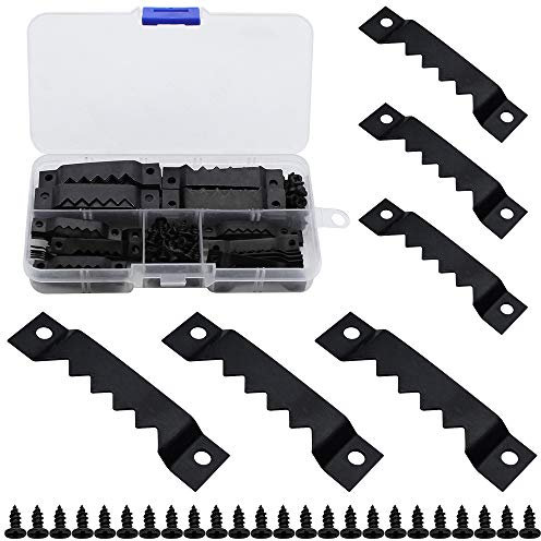TXErfolg 100 Stück Bildaufhänger 2 Größen(40x7mm 55x13mm) Sägezahn mit 200 Schrauben Doppel-Loch Bilderrahmenaufhänger stabil Hängehaken für Bilderrahmen Keilrahmen Uhren Gemälde und Kunsthandwerk