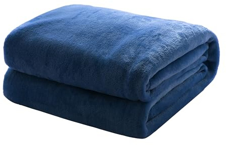 Kuscheldecke Flauschige extra weich & warm Wohndecke Flanell Fleecedecke, Falten beständig/Anti-verfärben als Sofadecke oder Bettüberwurf, Größe:220 cm x 240 cm, Farbe:Dunkelblau
