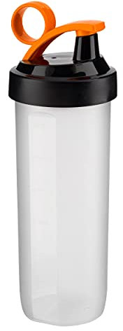 Glow Protein Shaker Bottle – Set of 2 Orange Premium 700ml Sports Drinks Shake & Water Bottle – Gym Workout Indoor Outdoor Exercise – BPA Free Flip Lid Carry Handle & Mixing Gauze for Smoother Mix