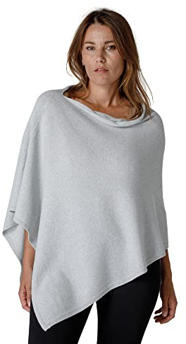 GC cashmere galvan | Poncho Blandad Cashmere 60% Merino 30% Cashmere 10% Silk | Kvinnor Enfärgad Vintern Våren | Mjuk Varm Soffice Wrap Raffinerad | 100 x 70 cm | Tillverkad i Sverige, Ljusgrå