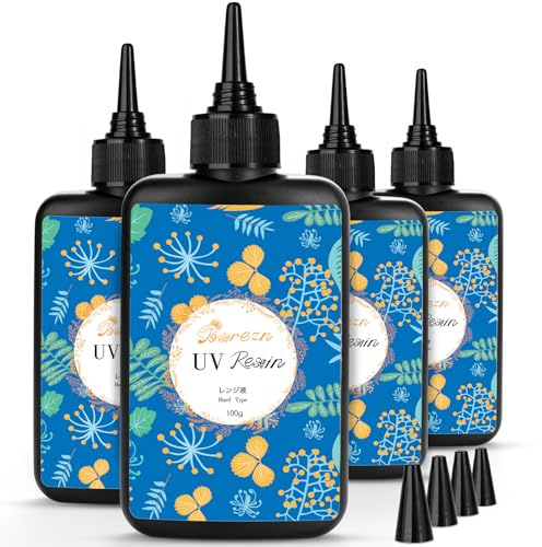 Bsrezn Resina UV Trasparente Dura da 400g, Kit di Resina Epossidica UV Trasparente Cristallina, Pre-miscelata, per La Creazione di Gioielli. Rapida Polimerizzazione Tramite Attivazione Solare