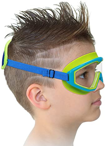 RUIGAO Lunettes de natation, Lunette de plongée pour enfants de 3 à 12 ans, sans nœuds, masque de natation pour enfant avec sangle élastique, bande souple (masque pour enfants – poisson bleu)