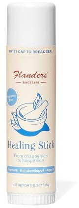 Flanders Healing Balm Stick - Safe for All Ages, Irritated Skin & Lips, Nipple Balm, Drool Rash, Raw Cuticles, Windburned Cheeks, Nostrils, Unscented (0.5oz)
