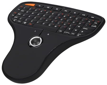 Dioche Teclado Inalámbrico y Teclado de Ratón con Trackball Plastic N5901 QWERTY Keyboard Trackball 2.4G Wireless Mini USB Multimedia Keyboard para TV Computer
