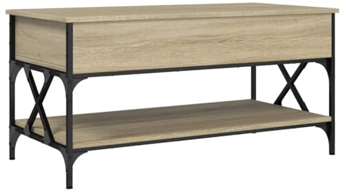 vidaXL Soffbord sonoma-ek 100x50x50 cm konstruerat trä och metall, vardagsrumsbord, vardagsrumsmöbel, bord med förvaring, vardagsrumsmöbler