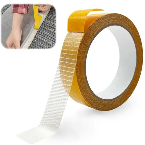 Cintas Moqueta Adhesiva, 10m×25mm Cinta Doble Cara Extrafuerte, Cinta de Montaje Doble Palo, Cinta de Montaje Multifuncional de Doble Cara Resistente, para Alfombras, Suelos, Pared, Fotos, Pósters