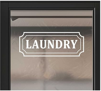 Laundry Room Door Decal – Washer Dryer Vinyl Wall Sticker – Farmhouse Laundry Sign for Glass Door or Wall (14 x 5.2 in, White)