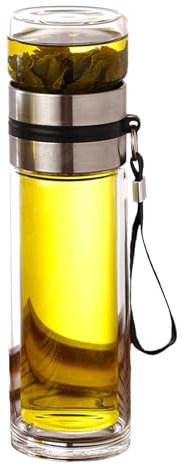 Bottiglia Con Infusore Per Tè, Bottiglia Da Tè In Vetro Con Infusore In Acciaio Inossidabile, Borraccia In Vetro Con Coperchio, Teiera Con Filtro, Teiera Portatile A Doppia Barriera Isolante In Vetro