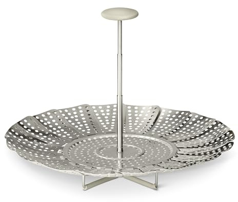 Amazon Basics Ausziehbarer Dampfgarkorb, ausziehbar von 14,2 cm auf 23,5 cm, Edelstahl, spülmaschinenfest
