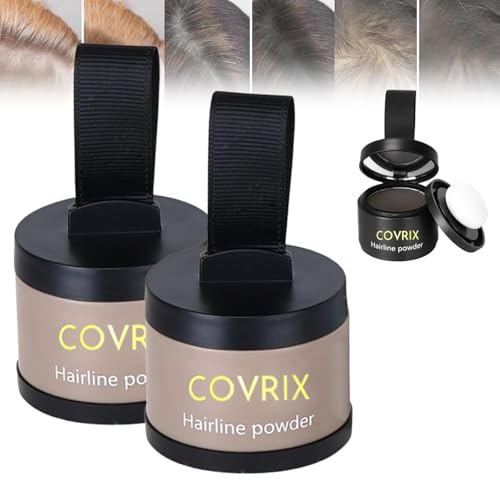 Covrix Instant Hair Powder, Covrix Hairline Powder for Women, Hairline Concealer Powders, Hairs Shading Powders, Gray Hairs Coverage Touch up for Women & Men (Dark Brown, 2pcs)