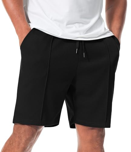 Curluriy Hombre Pantalones Cortos Gofre Bermudas Casual Shorts con Bolsillo | Verano,Clásico,Cordón,Cintura Elástica,Transpirable,Regular Fit