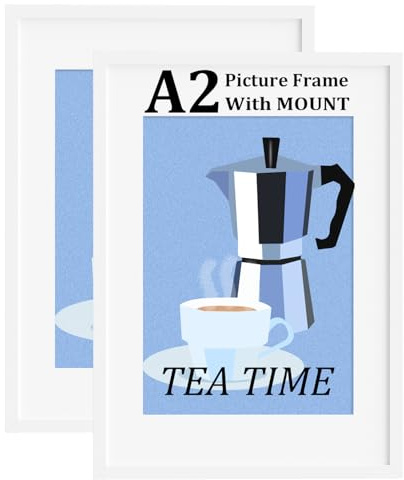 Bobeen A2 Poster Frames, Pack of 2 White Picture Frame (42x59.4CM) for Gallery, Living Room Wall Hanging