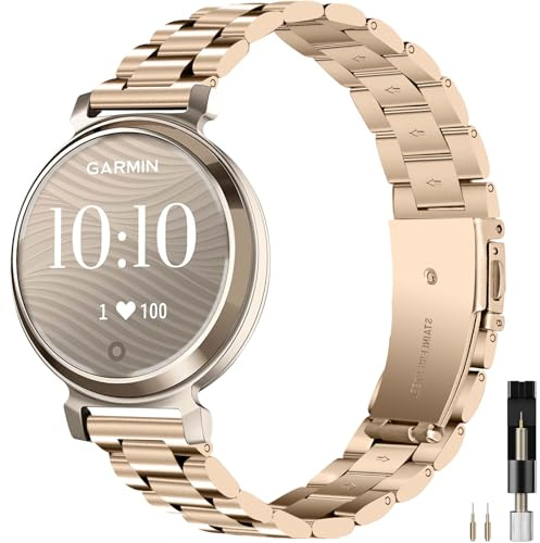 Miimall Metallrem för Garmin Lily 2 Active/Lily 2 rostfritt stål klockband, elegant stilfullt smalt metallarmband, vattentäta ersättningsremmar för kvinnor och damer