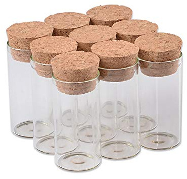 TAI DIAN 10ml Empty Glass Test Tube Bottles with Cork Stopper Transparent Clear Vials Jars Food Spice Bottles 24pcs (24, 10ml-24 * 40 * 21mm)