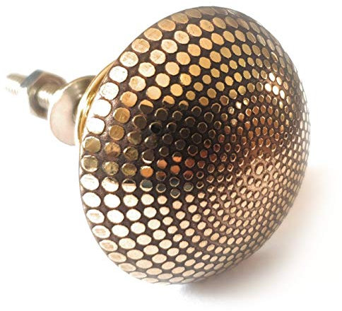 French Furniture Fittings Set of 6 Brass Dimple Knobs (FFF) - Kitchen Cabinet Pulls, Cupboard, Chest, Furniture, Drawer Handles - Easy Install Vintage Shabby Chic 38mm by FFF