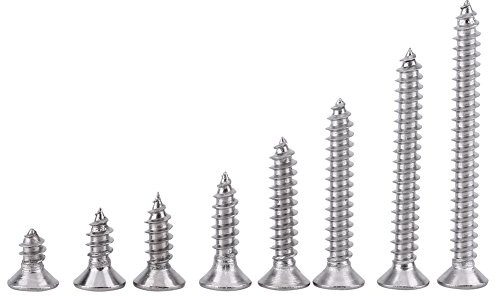 200Pcs Viti Autofilettanti M3 6-30MM, 304 Viti Phillips a testa piatta in Acciaio Inox Kit Assortimento Viti Svasate (Flat head)