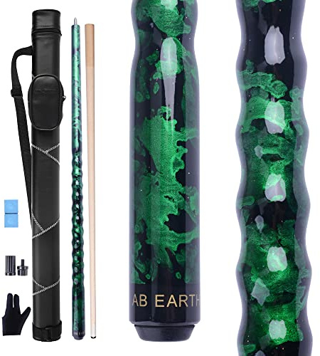 AB Earth Pool-Queue-Stick-Set aus Ahornholz, ergonomisch, 13 mm Spitze, 147,3 cm, mit Hartschalenkoffer (grün, 595 g)