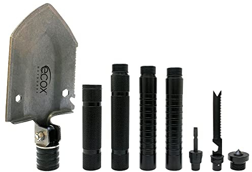 ecox Folding Shovel Survival Multitool for Camping Outdoors Shovel 4 Body Screwdriver Knife Saw Whistle Starter Can Opener Glass Shatterer All in one Tool