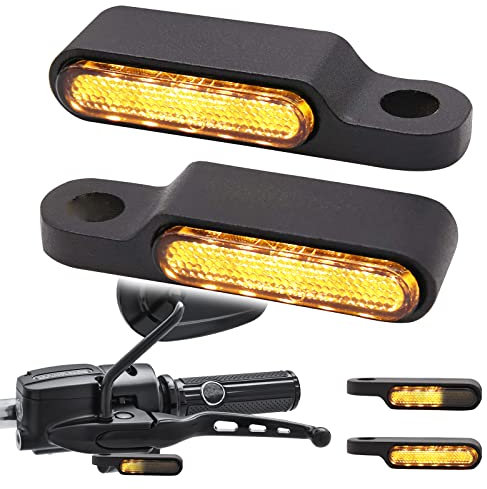 JMTBNO Motorrad Sequentielle LED Blinker E-geprüft 12V Universal Fließender Lenker Lenkerbefestigung Mini Bernstein Licht Wasserdicht M8 für Cruiser Chopper Roller Quad