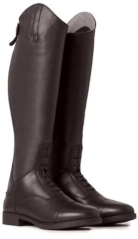 HORZE Botas de equitación para mujer, piel sintética, con cremallera, marrón oscuro, 40 EU Weit