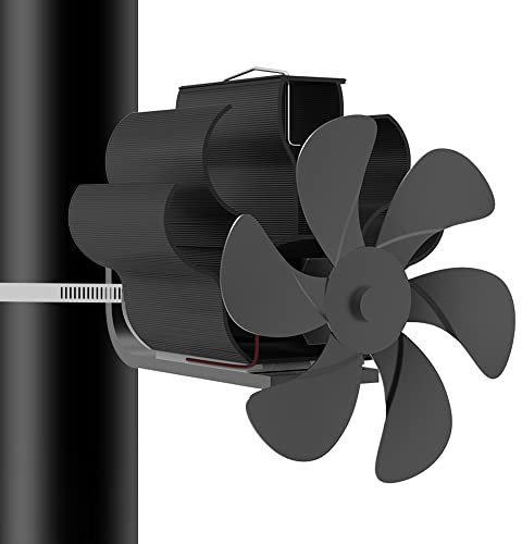 KOPBTBOY Ventilateur de Poele a Bois,6 Pales Ventilateur Poele à Bois Alimenté pour Poêle à Bois/Cheminée/Gaz/Granulés/Bûches