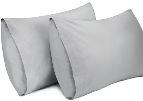 Lirex Örngott 2-pack, 50 x 75 cm, 100% Bomull, Andningsbara Kuddfodral, Hypoallergena, Ljusgrå, Mjuka och Sköna Örngott för Sovrummet