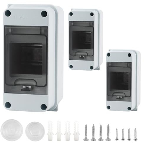 3 Pièces Coffret Boitier Electrique Etanche Exterieur Kit, IP65 Tableaux à Disjoncteurs électriques 3 Modules, pour Utilisation à l'extérieur, Sites Industriels Boitier de Jonction