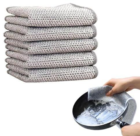 Viilich 5pcs paño de cocina de alambre,Paños Multiusos de Alambre para Lavar Platos,paños de limpieza multifuncionales sin arañazos,para húmedo y seco,Paño de limpieza reutilizable,para cocina