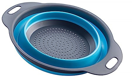 dijiusidy Panier de vidange Double couches passoire pliable stockage égouttoir rétractable ménage cuisine conteneur de nourriture fournitures, Bleu, Grand
