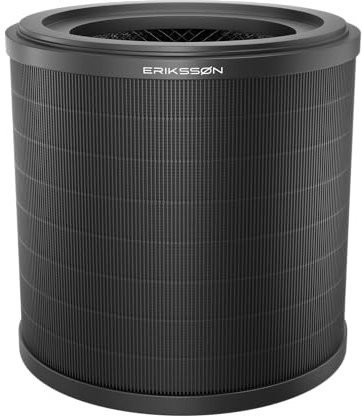 Erikssøn Purificateur d'air Air Purifier Elite - Noir - 240 m3/h - Aide contre la poussière, le rhume des foins et les allergies - Filtre Hepa 14 - Ioniseur réglable - Extra silencieux en mode sommeil