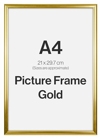 Modern Gold A4 Photo Frame for A4 (21 x 29.7cm) Photos or Pictures, Plexi Glass, Freestanding or Wall Mounted Landscape or Portrait