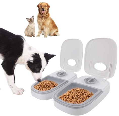 Nexhyp 2 Meal Automatic Cat Feeder with 48-Hour Timer | 700ML Capacity Cat Food Dispenser Automatic for Wet & Dry Food | Dual Bowl for Cats & Small Dogs | Easy to Use & Clean