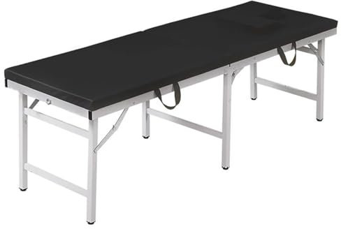 aoiuaoeniu Massageliege Klappbar mit Loch - Metall - 2 Teile - Tragfähigkeit 200 kg - Kunstleder, hochdichte Füllung - 180 /185CM