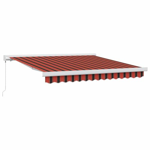 vidaXL Tenda Retrattile Manuale Arancione e Marrone 300X250 cm Resistente ai Raggi UV e all'Acqua Design Rigato per Uso Esterno Tenda da Sole Pensilina Esterni Estiva Balcone